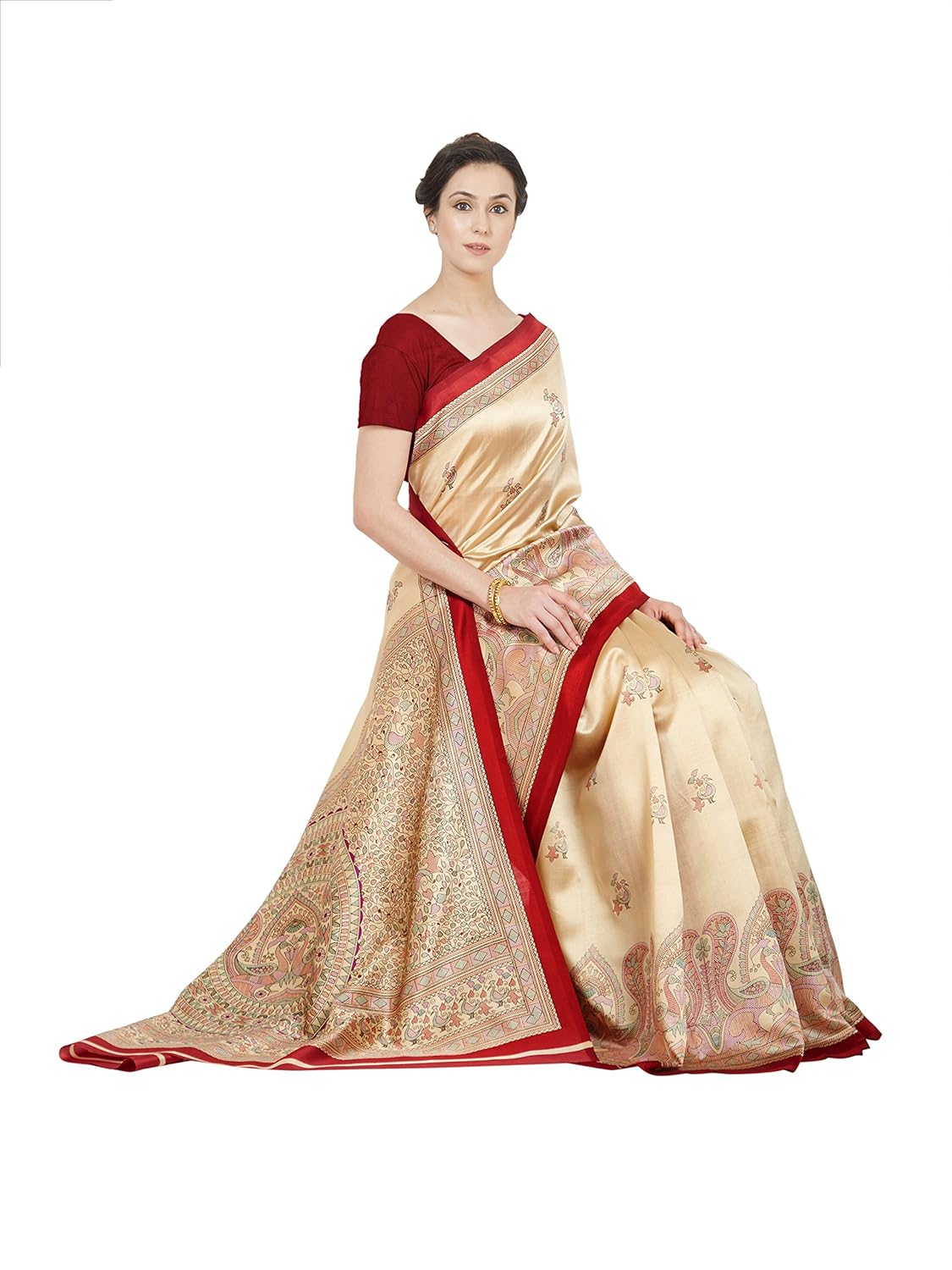 oomph! art silk saree with blouse piece