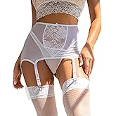 Garter Belt for Women Mesh Suspender Belt with 6 Vintage Strap Garter Belts for Thigh High Stockings XS-4XL