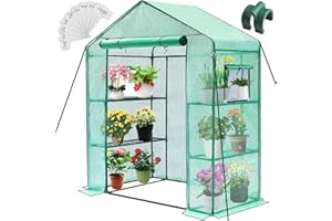 Greengro Greenhouse, 28 x 57 x 76'' Greenhouses for Outdoors, Small Plant Green House with Screen Windows, 3 Tiers 4 Shelves, Durable PE Cover, Plastic Portable Wall in Greenhouses for Outside Indoor