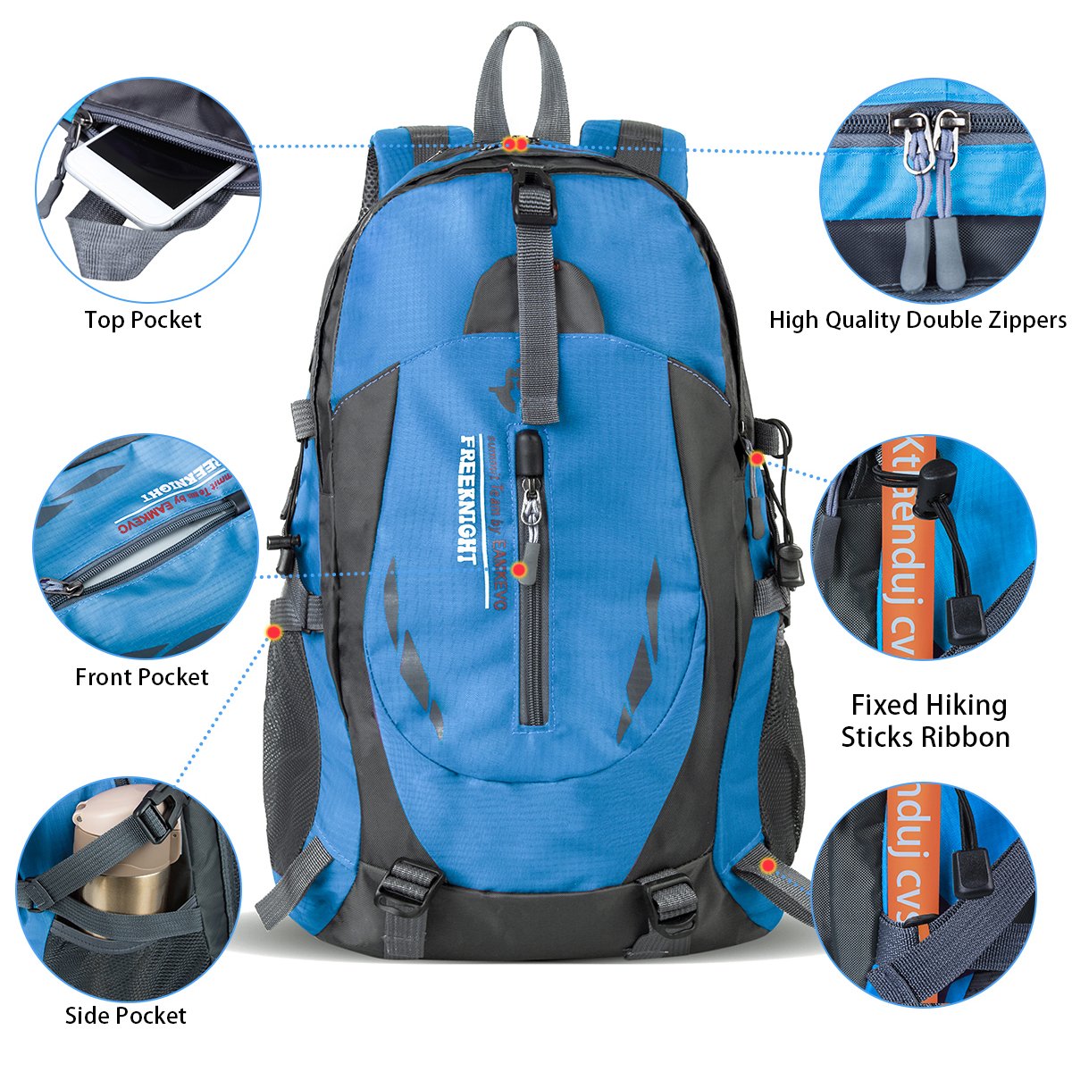 Water Resistant Sports Backpack Lightweight Outdoor Bag for Travel Climbing Camping Mountaineering School Bag Hiking Daypack Size 11.8\'\'x 8.7\'\'x 20.5\'\' (Blue)