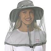 BASSDASH UPF 50+ Mosquito Sun Hat with Hidden Head Net and Neck Flap for Men Women Outdoor Fishing Hiking Camping