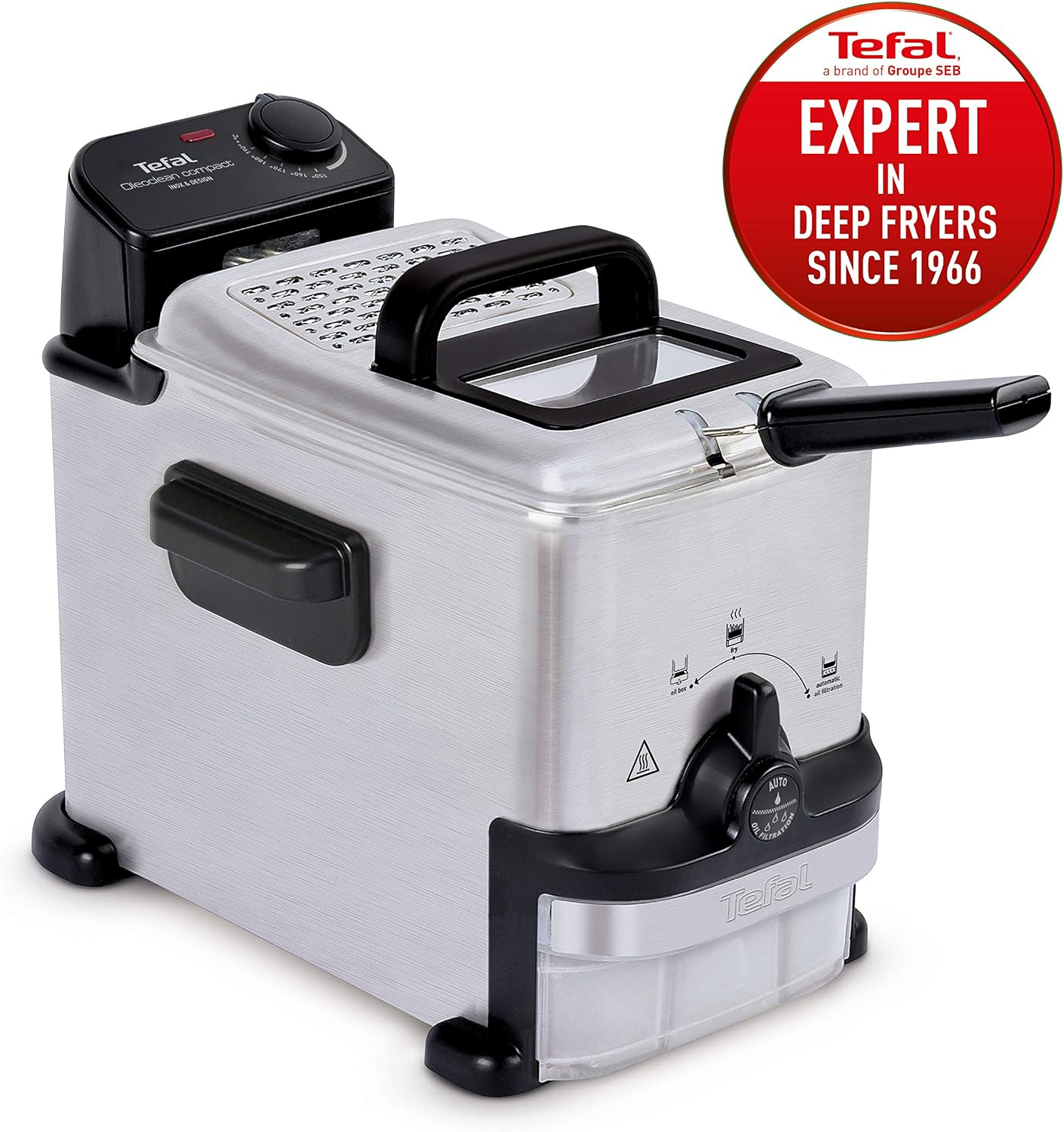 Tefal Oleoclean Compact, 2L Oil Capacity, Patented Filtration System, Easy to Clean, 0.8kg, 3 Portions, 1600W - Image 4