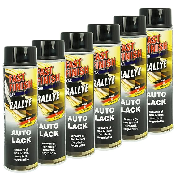 Motip Dupli 430237 Fast Finish Lackspray, Schwarz Glänzend, 6 x 500 ml
