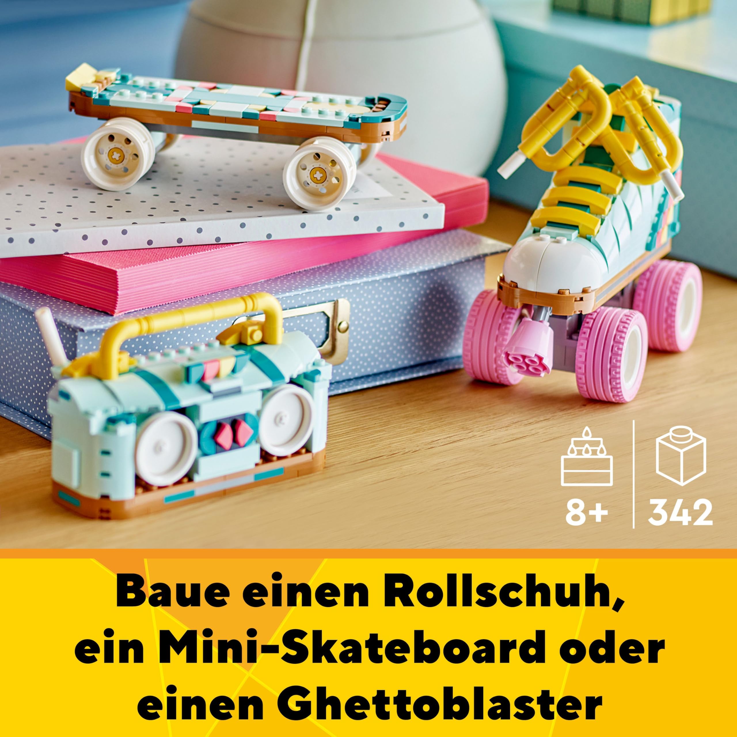 LEGO Creator 3in1 Retro Roller Skate Toy - Transforms into a Mini Skateboard or Boom Box Radio, Creative Gift for 8+ Year Old Girls & Boys - 31148 2