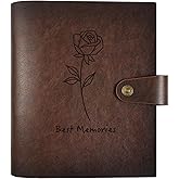 Genuine Leather Photo Album 4x6 for 200 Photos, Scrapbook with Writing Space of 30 Paper, Travel Family Wedding Kids Graduation Ultrasound Baby Picture Album, Fathers Day Gift, Rose