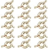 SUPERFINDINGS 15 Sets Brass Spring Ring Clasps with Hanger Links 18K Gold Plated Round Close Ring Clasp Findings 11.5mm Jewelry Connector Clasp for DIY Necklaces Anklets Jewelry Making, Hole: 2.5mm