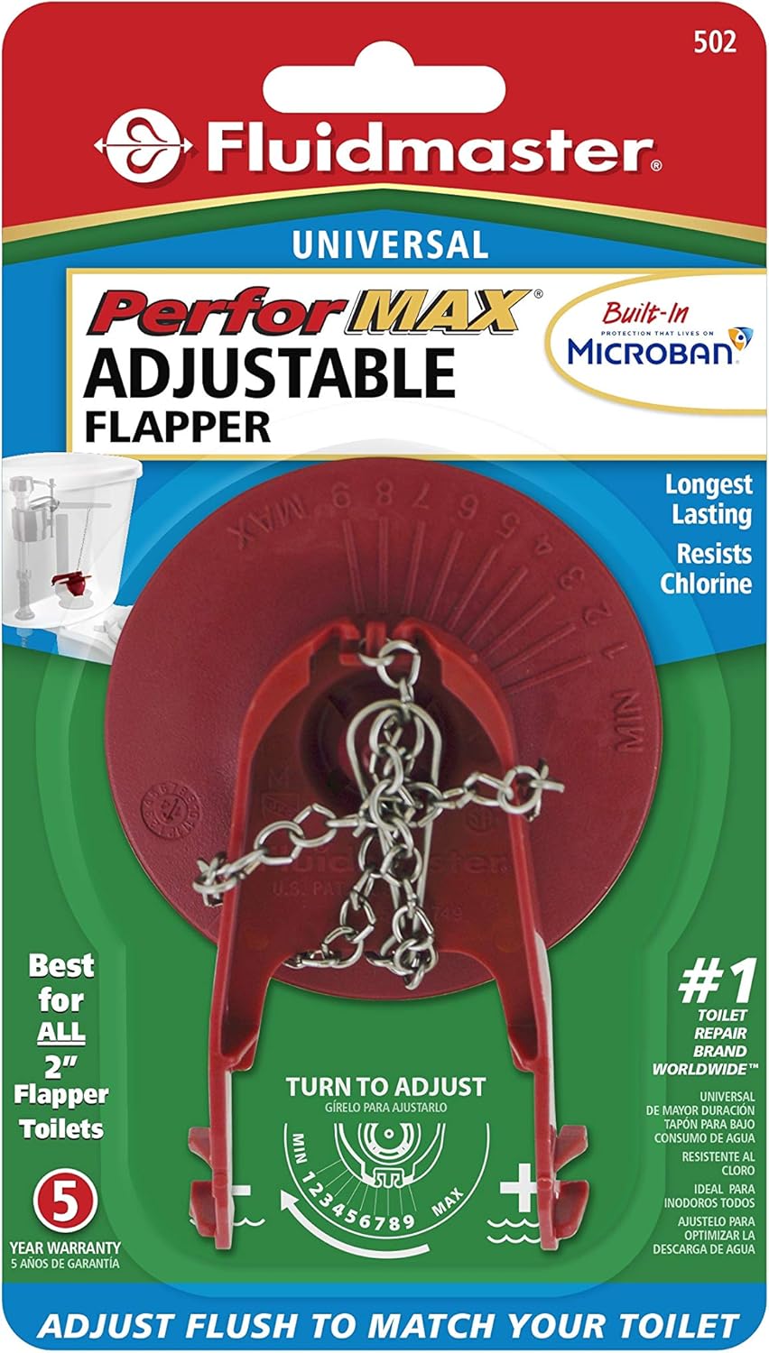 Fluidmaster 502P21 2-Inch Universal PerforMAX Longest Lasting, Water Saving Toilet Flapper - Toilet Flappers - 