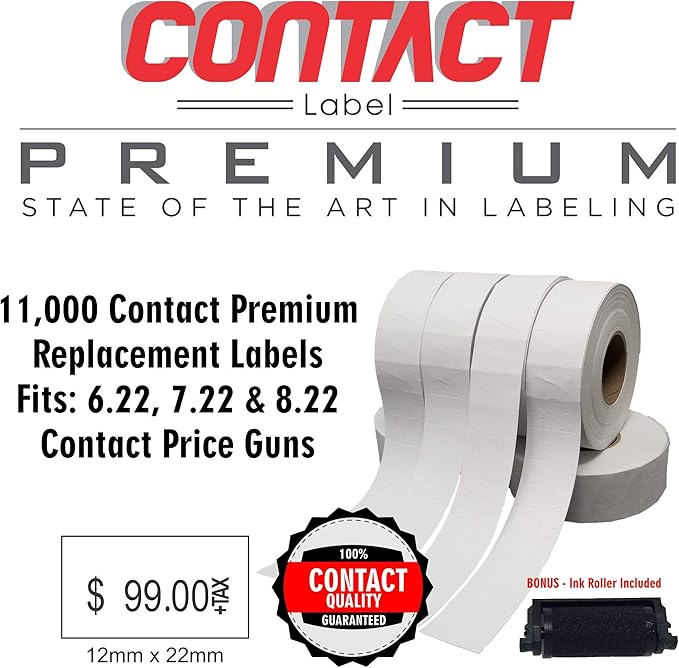Contact Price Gun Replacement Labels White Pricing