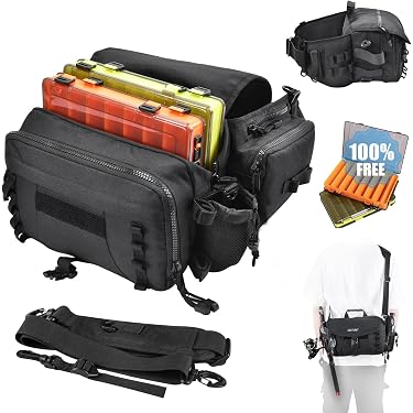 LAANCOO Sac De Pêche Imperméable – Rangement Pour Moulinets, Boîtes Et Accessoires, Oxford 20x19x15 Cm