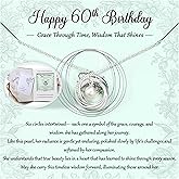 Krfy Birthday Gifts for Women Unique 925 Sterling Silver Necklace with Pearl 1ct Moissanite 30/40/50/60/70/80/90th Birthday Present for Mom Turning 30 40 50 60 70 80 90 Years Old Birthday Card for Her