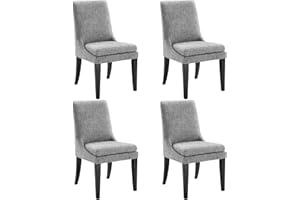 KISLOT Upholstered Dining Chairs Modern Sidechair Performance Fabric High Back Armlesschair for Diningroom Kitchen,Dark Grey,Set of 4(2 Box)