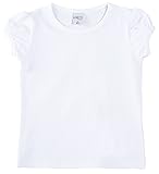 Lovetti Girls' Basic Short Puff Sleeve Round Neck