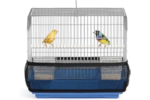 KNUTI Universal Bird Cage Seed Catcher Universal Mesh Skirt Cover Stretchy Small Animal Cages Cover Pet Removable Durable Protector (Black, Extra Small)