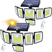 Solar Motion Sensor Outdoor Lights - 3 Pack 3000LM Flood Lights With Dual PIR, 3 Modes, IP65 Waterproof