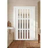SmartStandard 42" x 80" Accordion Doors with Frosted Acrylic Glass, White | Save Space, Full-Side Magnetic Strip, Double-Layer PVC Accordion Doors Interior for Doorway Closet, Easy to Assemble