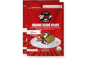 WrawP Organic Veggie Wraps - SPICY (2 pack) SHELF STABLE, All Natural, Gluten Free, Paleo, Raw Vegan. Perfect for Wraps, flat bread, snack, chips