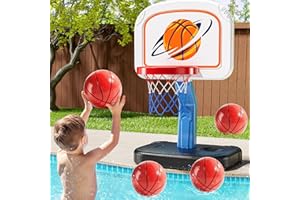 NIPLOOOW Swimming Pool Basketball Hoop, Adjustable Height Toddler Basketball Hoop, Includes 4 Balls and Pump, Poolside Water Basketball Indoor & Outdoor Toy for Boys Girls Kids Age 3-8