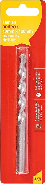 Amtech Masonry Drill Bit 10mm x 120mm YG8 TCT Tip Single Flute view 2