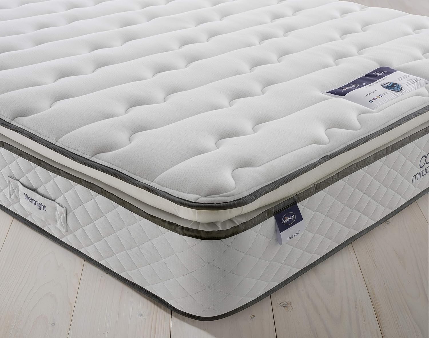 Silentnight Miracoil Luxury Pillowtop Mattress, White, King