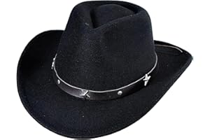 IZUS Kids Western Cowboy Cap Star Studded Cowgirl Hat Felt Fedora Jazz Hat for Little-Girls Little-Boys 4-8Years