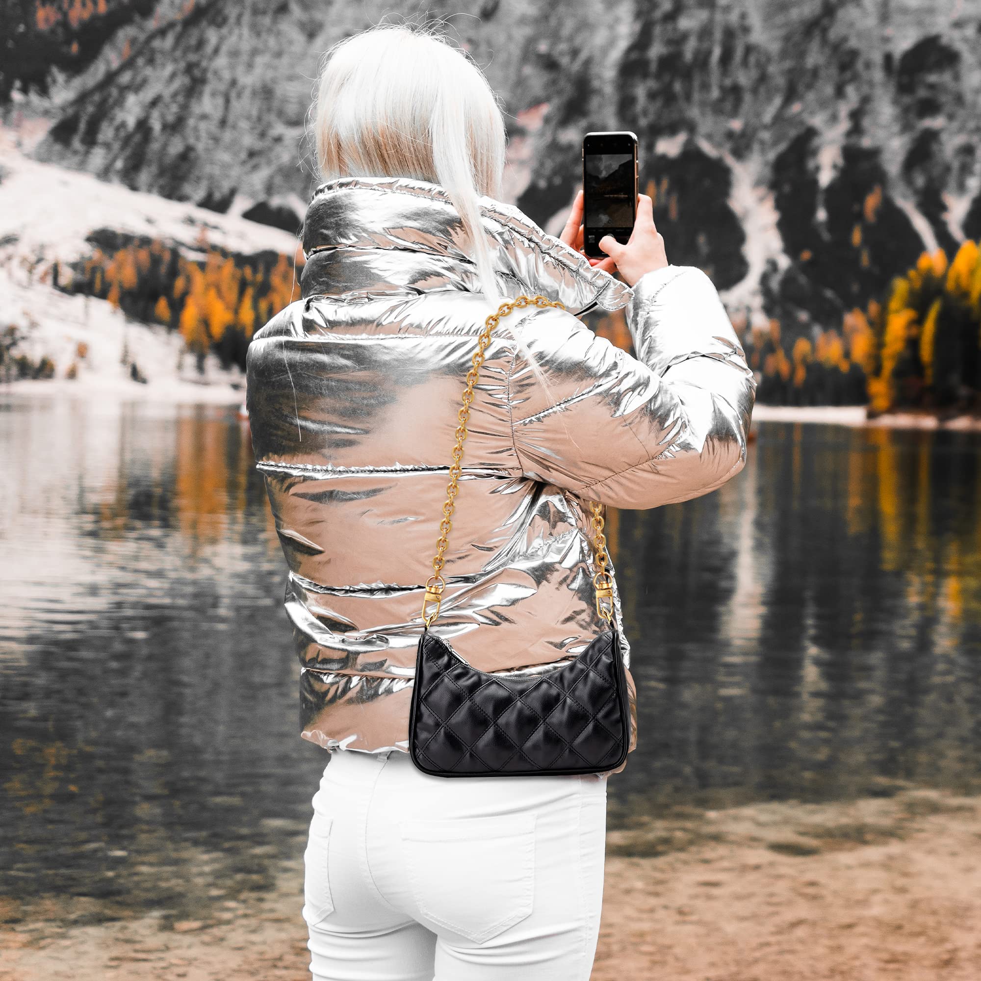 4 Pcs Different Size Purse Chain Strap Cross body Chain Strap Replacement Chain for Handbag Shoulder Bag Purse(15.7/23.6/31.5/47.2 Inches-O chain 0.28 Inch, Gold)