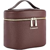 Cuteseason Professional Large Makeup Organizer Bag with Removable Insert – Waterproof Travel Cosmetic Storage Case with Compartments for Women & Makeup Artists (Brown)