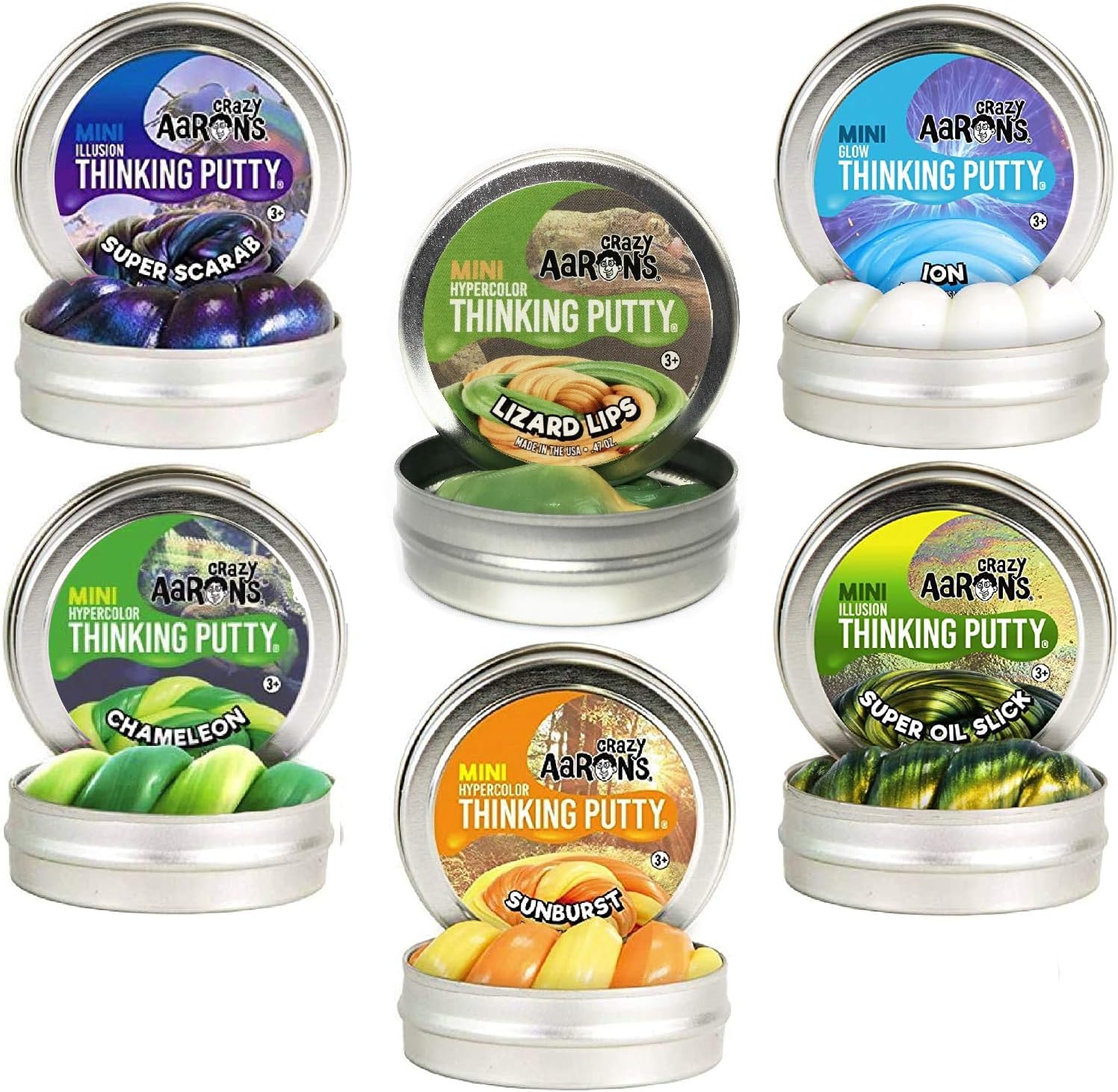 Crazy Aaron's Thinking Putty Mini Tin Gift Set Bundle (Sample Set 1