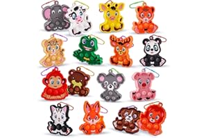KISS MONKEY Kids Party Favors 16PCS Animal Sensory Toys, Mini Pop Fidget Toys Keychain, Goodie Bag Stuffers, Birthday Gifts, Small Prizes for Kids, Classroom Rewards