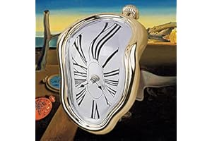 FAREVER Melting Clock, Salvador Dali Watch Melted Clock for Decorative Home Office Shelf Desk Table Funny Creative Gift, Rome Gold