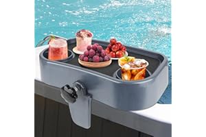 VIKUA Hot Tub Tray, Hot Tub Drink Holder, Adjustable Hot Tub Table, Hot Tub Table Tray with 2 Cup Holders, Nonslip Heavy-Duty Hot Tub Shelf for Aboveground Bathtub, Spa, Hot Tub Accessories for Adults