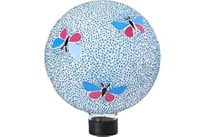 VCUTEKA Gazing Ball, 8" Glass Gazing Balls Sphere for Garden Lawn Outdoor Ornament Yard Decorative, Butterfly