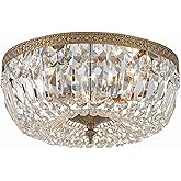 Crystorama 3 Light Spectra Crystal Olde Brass Flush Mount