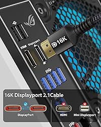 Stouchi DisplayPort Cable 16K 2.1, 10FT/3M DP Cable