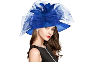 YIDINGCO 2026 Derby Hat, Classy Sun Hat for Women Ladies, Organza Feather Kentucky Fascinator for Tea Party Church UV Protection