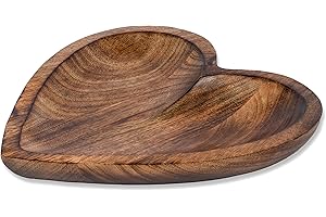 EDHAS Mango Wood Heart Curved Shaped Decorative Bowl for Table Centerpieces Home Party Wedding Décor (10" x 10" x 1.5")