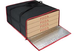 Bonnary Pizza Bags for Delivery, Insulated Pizza Warmer Carrier 20"x20"x8", Hot Food Delivery Personal & Professional Use - Black