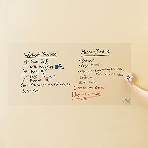 Think Board Whiteboard Wall Sticker – Self-Adhesive Clear Medium Peel & Stick Decal – Dry Erase Removable Message Board for Home, Office & Dorms – Great for Organizing & Brainstorming– 2’ x 4’