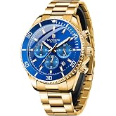 SAPPHERO Watches for Men Analog Quartz Chronograph Stainless Steel Waterproof Wrist Watch with Date Calendar Luminous Business Dress Watch