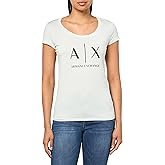 Armani Exchange Womens Scoop Neck Slim Fit Corporate Logo Tee