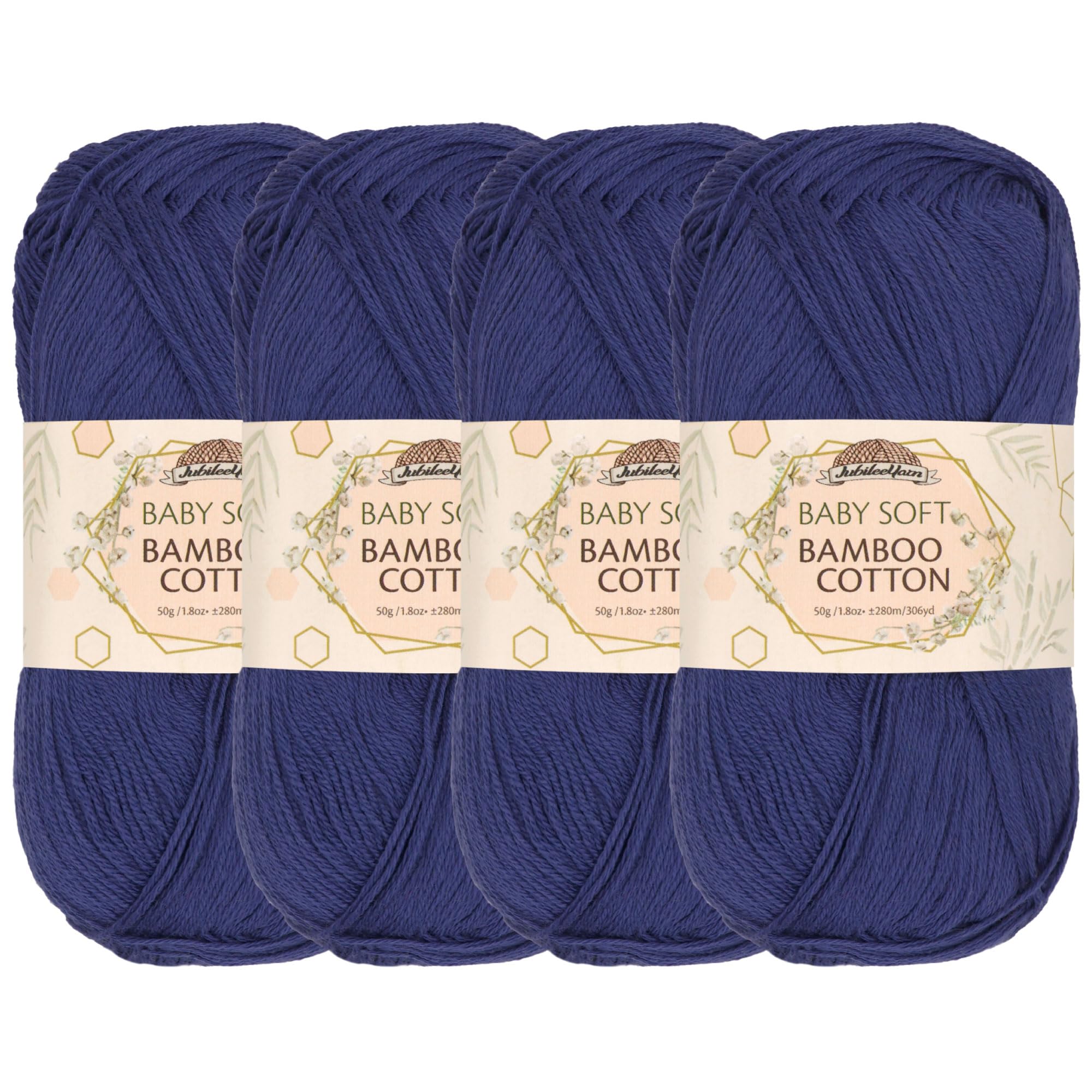 JubileeYarn Baby Soft Bamboo Cotton Yarn - 50g/Skein - Cold Night Blue - 4 Skeins — image 1