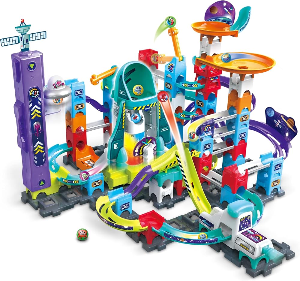 VTech Marble Rush Magnetic Magic Marble Run Set 120 Building Pieces 10 Marbles