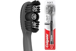 Colgate 360 Charcoal Sonic Powered Vibrating Toothbrush - Extra Soft Circular Bristle for Adults, Ideal for Gentle Cleaning, 
