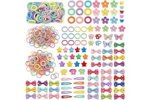 555 Pcs Hair Clips Set - Hair Accessories Kit with Barrettes, Claw Clips, Elastic Hair Ties in Assorted Candy Colors, Perfect