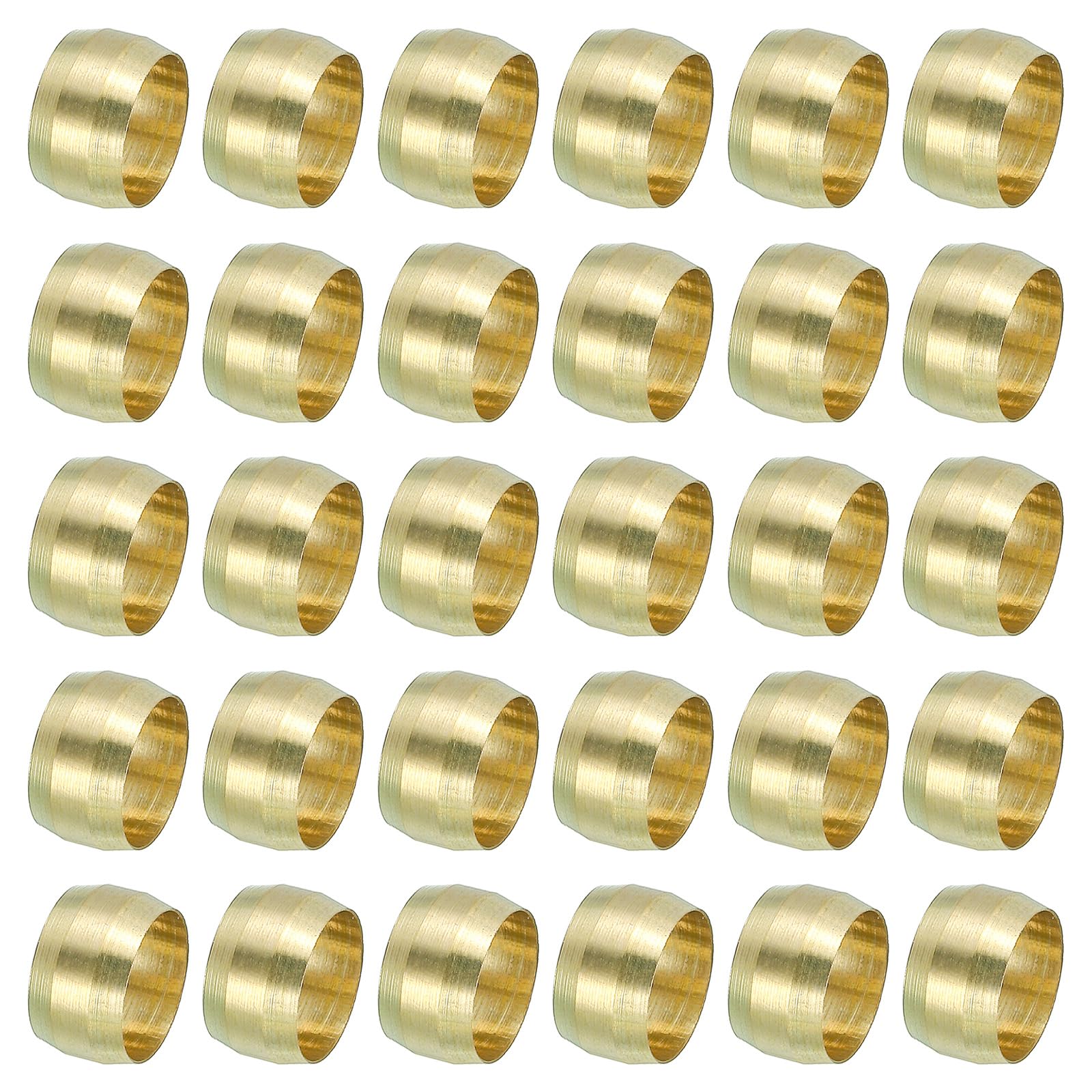 PATIKIL 8mm ID Compression Sleeve Ferrules, 30 Pack Brass Sleeve Ferrules Compression Fitting Assortment Kit for Water Oil Air Pipe