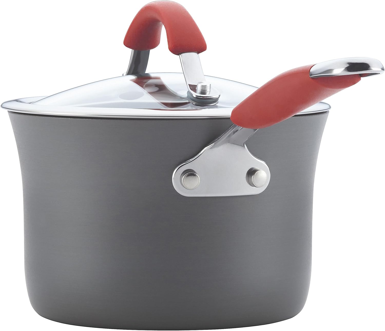 Rachael Ray Cucina Hard Anodized Nonstick Cookware Pots and Pans Set, 12 Piece, Gray with Red Handles: Kitchen & Dining