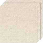 8 PCS 20 &times; 20 Inch Linen Embroidery Fabric Natural White | Pre-Cut Solid Color Square Needlework Fabric, Sewing Quilting Cloth for DIY Garment Crafts, Embroidery Project