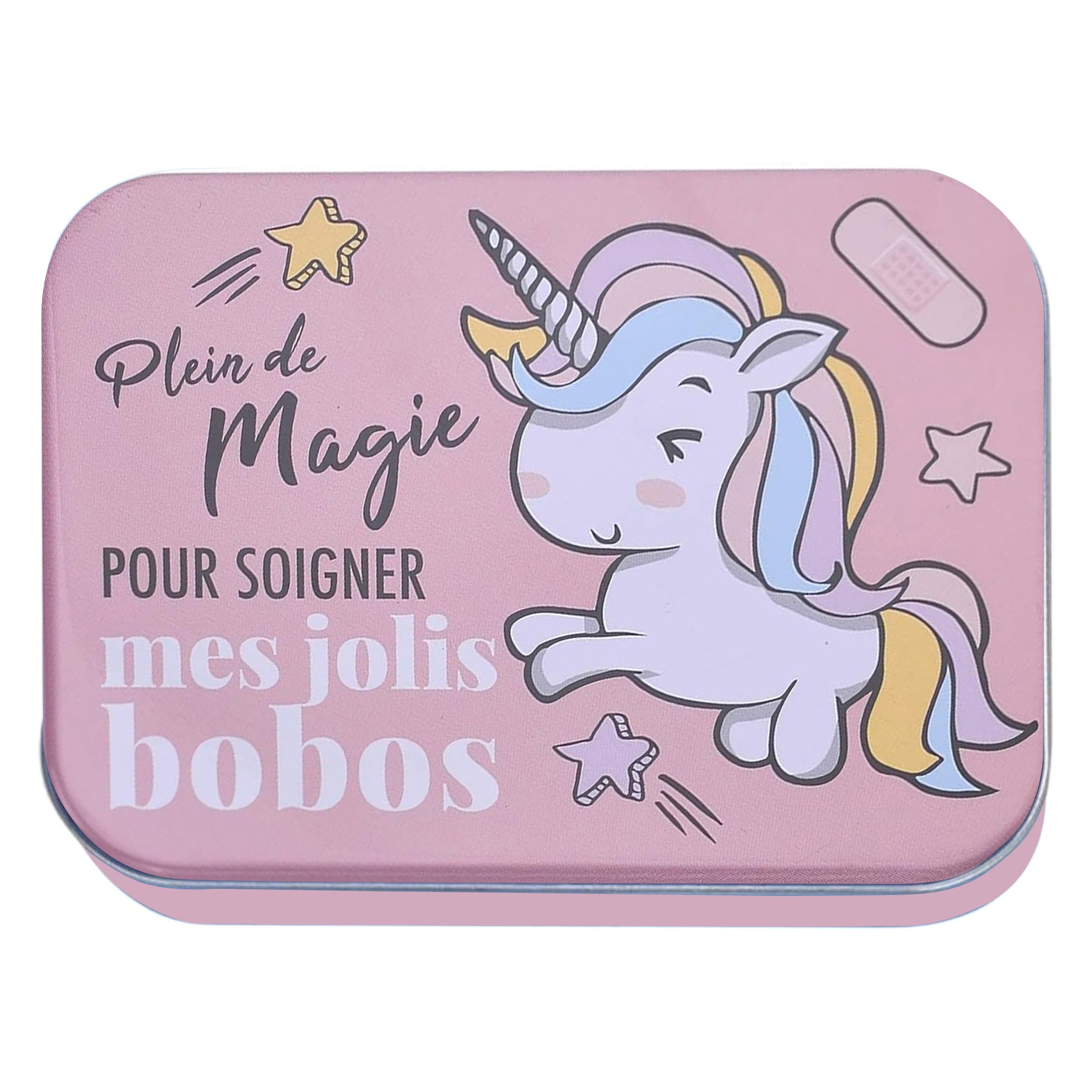 Unicorn Children's Plaster - Metal Box - 24 Plasters - Beautiful Design Plaster Storage Box for Children - Suitable for Backpack - Handbag
