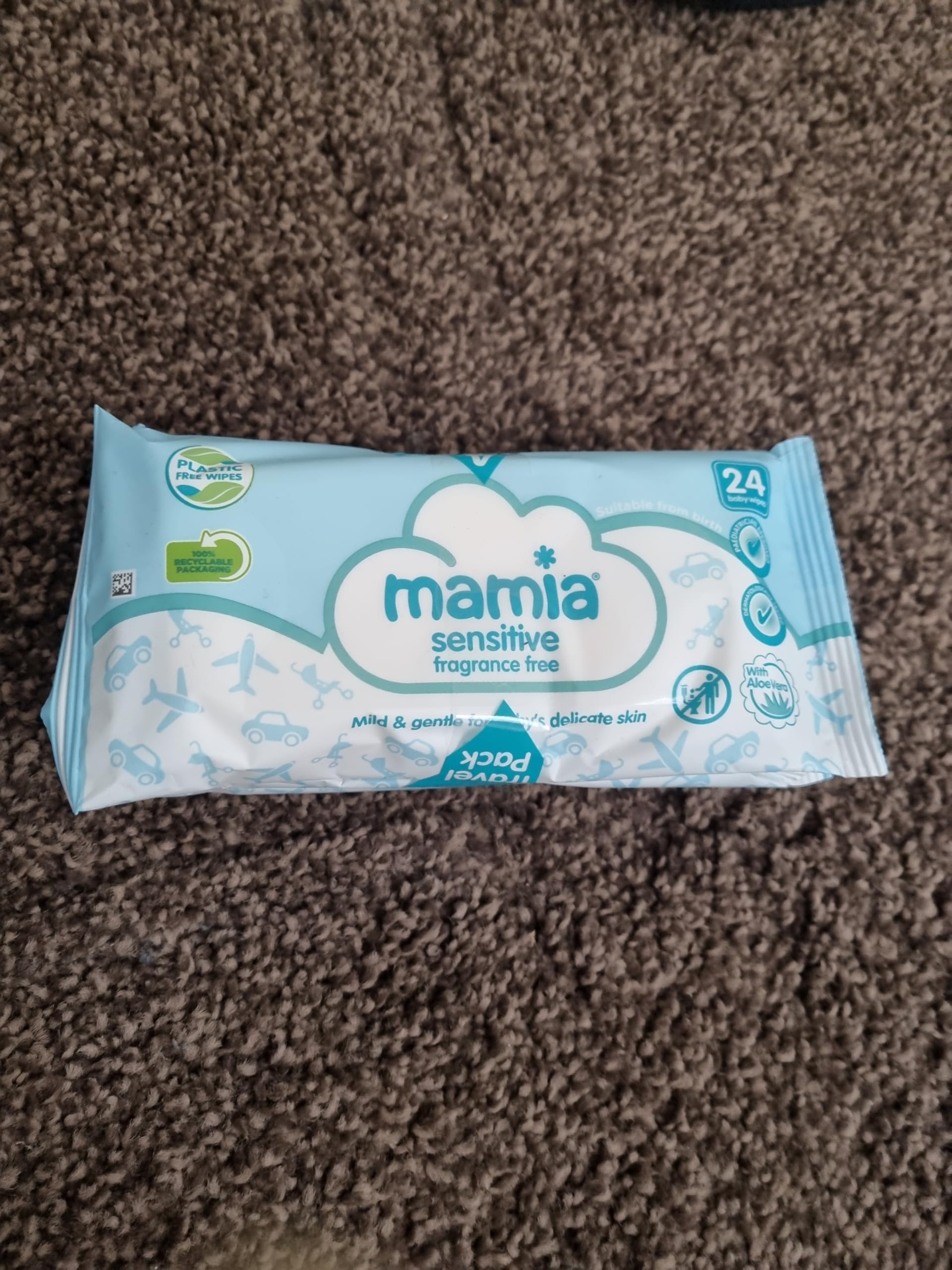 12x Mamia Sensitive Fragrance Free Wipes 60 Pack