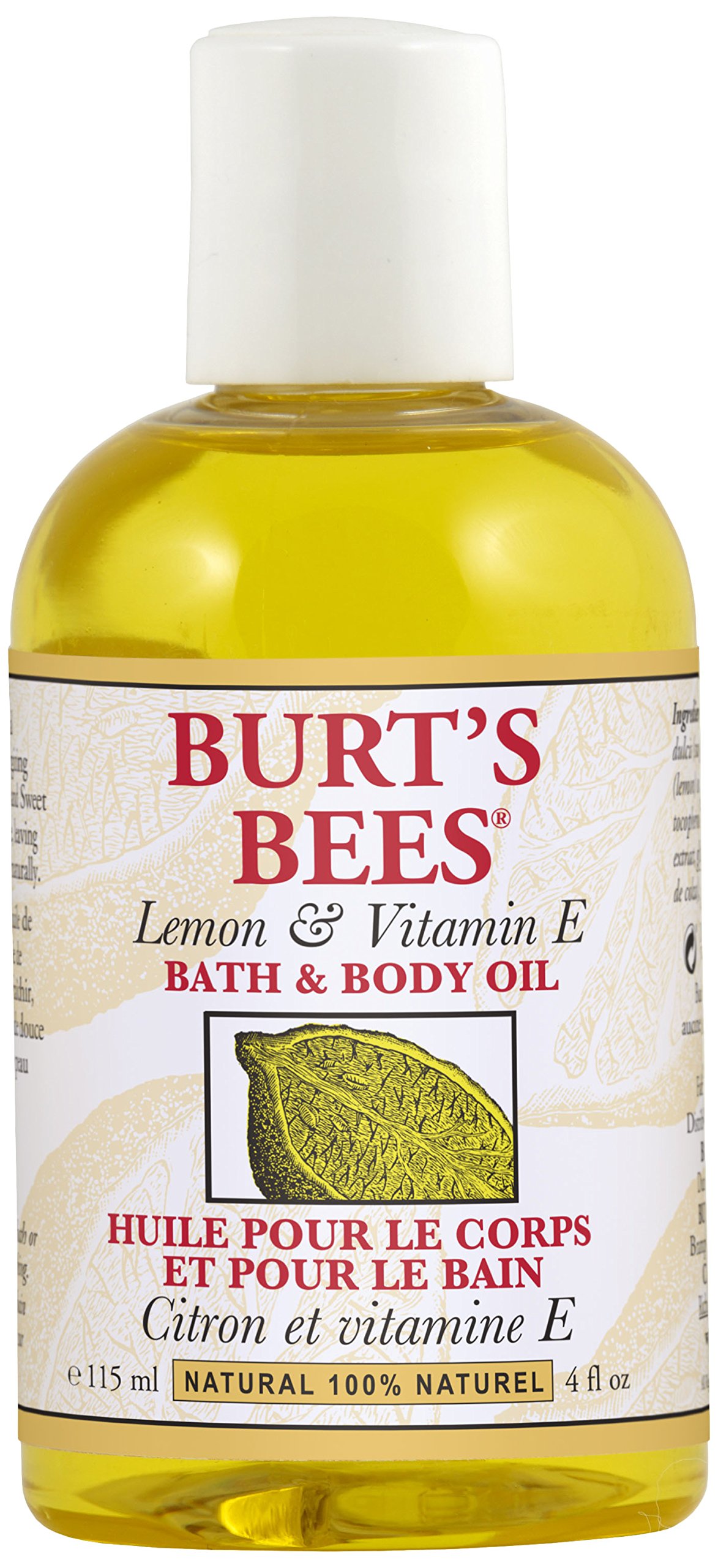Burt's Bees Lemon and Vitamin E Body and Bath Oil, 115ml Buy Online in