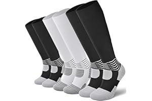 IRAMY Compressive Soccer Socks Ankle Compression Support Coolmax Wicking Anti-Slip Football Baseball Softball 1/2/3 Packs